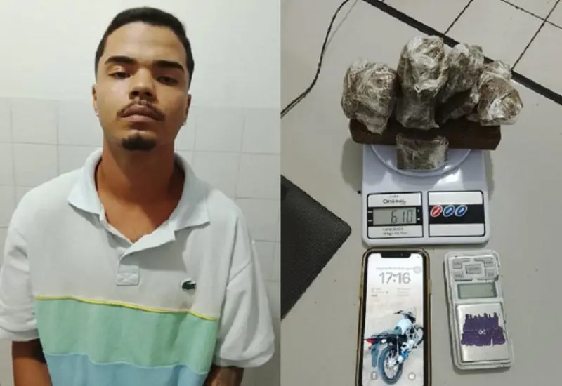 PM prende jovem suspeito por tráfico de drogas no distrito de Itabatã, em Mucuri